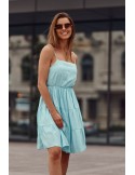 Dress with thin straps and ruffles, blue PR3214 - Online store - Boutique